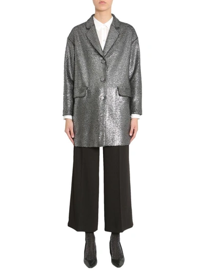 Shop Boutique Moschino Oversize Fit Jacket In Argento