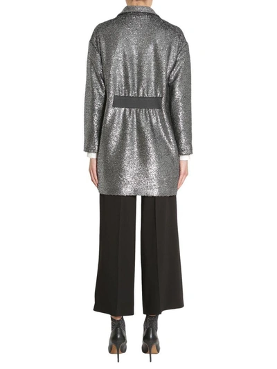 Shop Boutique Moschino Oversize Fit Jacket In Argento