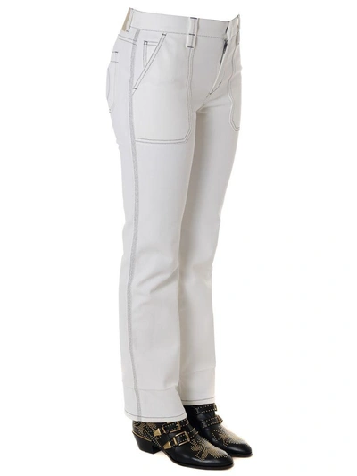 Shop Chloé White Jeans Pants In Cotton