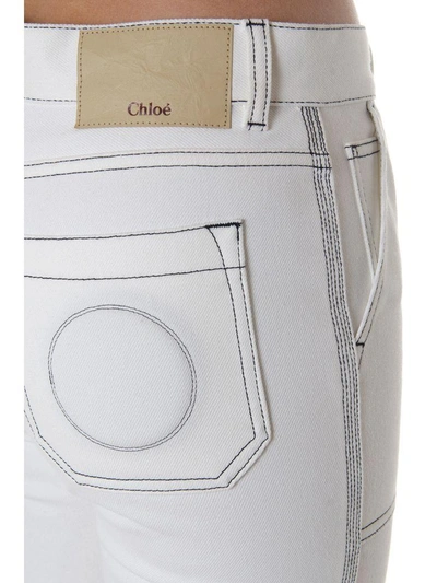 Shop Chloé White Jeans Pants In Cotton