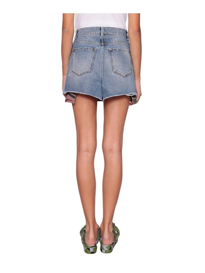 Shop Circus Hotel Cotton Denim And Lurex Skirt In Azzurro