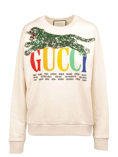 Shop Gucci Tiger Print Sweatshirt In 9025