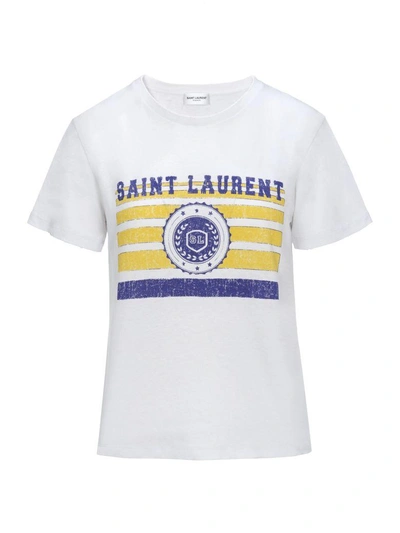 Shop Saint Laurent Tshirt College Saint In White