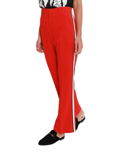 Shop Gucci Cady Stretch Bootcut Trousers With Side Piping Details In Rosso