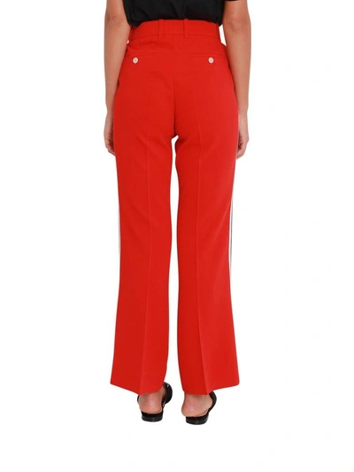 Shop Gucci Cady Stretch Bootcut Trousers With Side Piping Details In Rosso