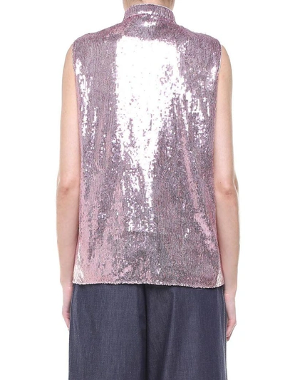 Shop N°21 Sequin-embellished Ruffle-trim Top In Pink