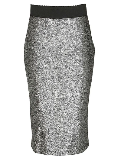 Shop Boutique Moschino Pencil Skirt In Silver