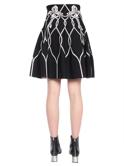 Shop Alexander Mcqueen Art Nouveau Jacquard Mini Skirt In Nero