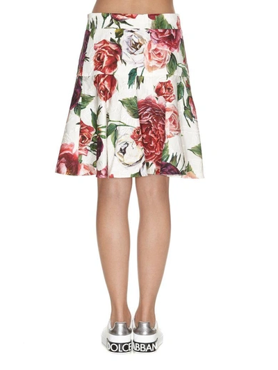 Shop Dolce & Gabbana Peonie Print Skirt In Multicolor