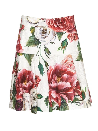 Shop Dolce & Gabbana Peonie Print Skirt In Multicolor