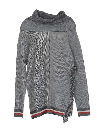 Shop Stella Mccartney Chevron Sweater In Black/ivory/red