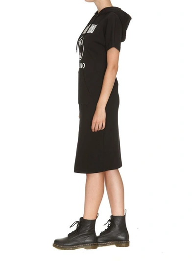 Shop Moschino Milano Hooded Dress In Black