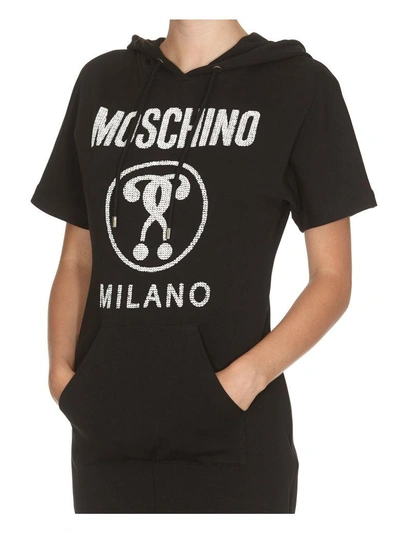 Shop Moschino Milano Hooded Dress In Black