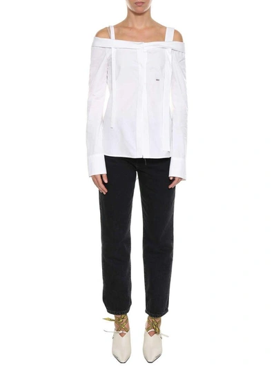 Shop Off-white Off-shoulder Shirt In Bianco