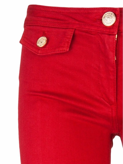 Shop Balmain Paris Trousers In Rosso