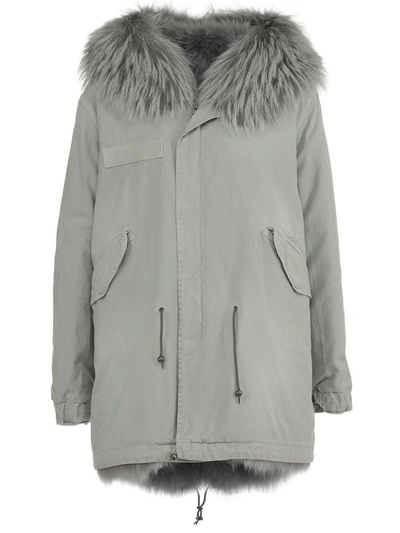 Shop Mr & Mrs Italy Cotton Parka With Fur In Rosemary/alb