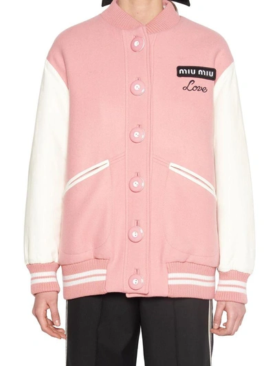 Shop Miu Miu 'love' Jacket In Pink
