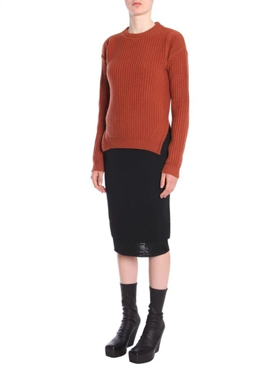 Shop Rick Owens Round Collar Sweater In Marrone