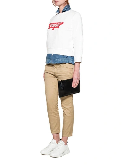 Shop Dsquared2 Beige Cool Girl Denim Cropped Jeans In Natural