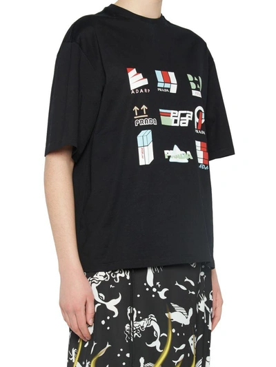 Shop Prada 'stickers Oma X' T-shirt In Black