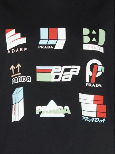 Shop Prada 'stickers Oma X' T-shirt In Black