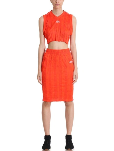 Shop Adidas Originals By Alexander Wang Orange Jersey Skirt In Red