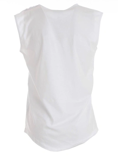 Shop Balmain Logo Print Tank Top In Cwhite Black