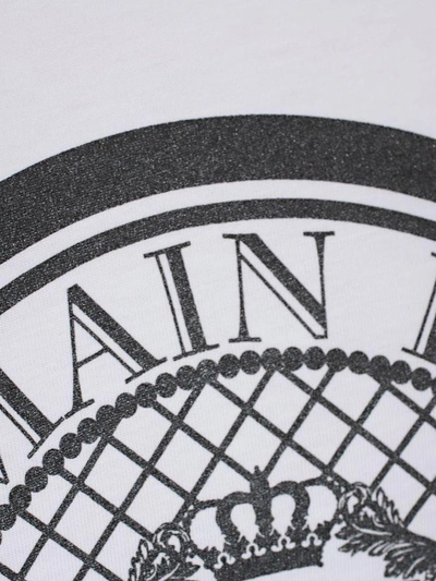 Shop Balmain Logo Print Tank Top In Cwhite Black