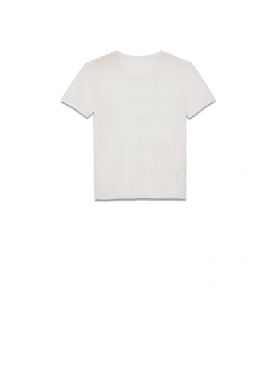 Shop Saint Laurent T-shirt In Off-white Jersey In Naturel Noir