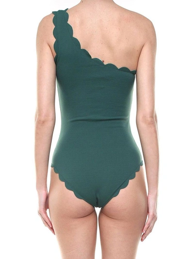 Shop Marysia Santa Barbara Maillot Scallop-edges Swimsuit In Verde