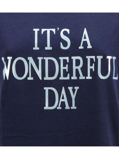 Shop Alberta Ferretti "it's A Wonderful Day" T-shirt In Blue Cotton.