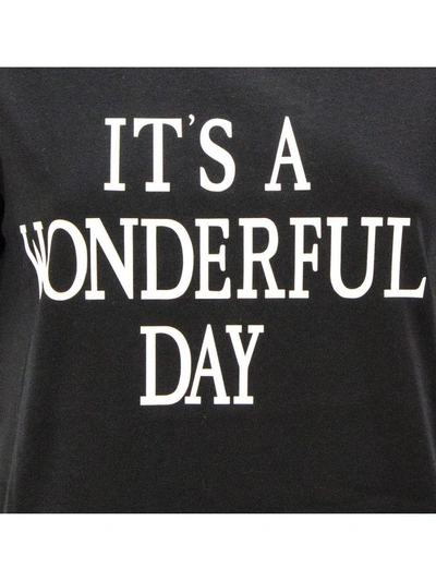 Shop Alberta Ferretti "it's A Wonderful Day" T-shirt In Black Cotton. In Nero
