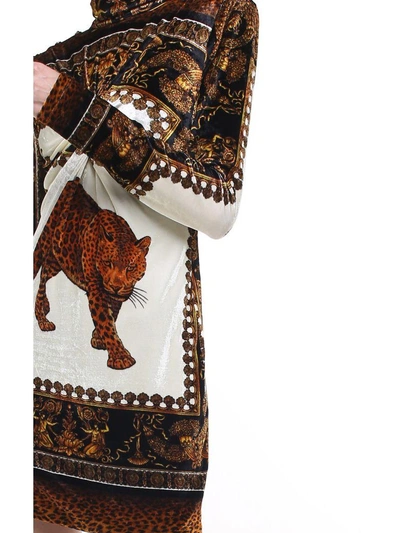 Shop Versace Leo-print Stretch-velvet Mini Dress In Multicolor