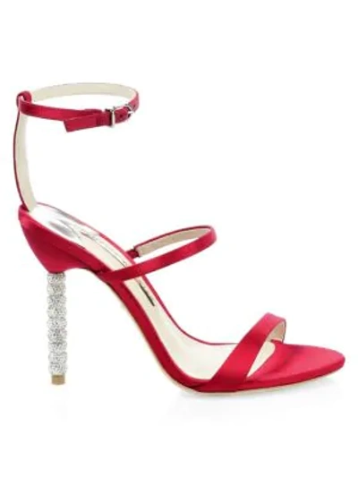 Shop Sophia Webster Rosalind Satin Ankle-strap Sandals In Red