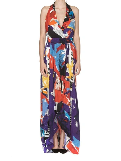 Shop Balmain V-neck Dress In Multicolor