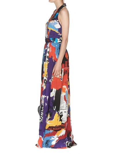 Shop Balmain V-neck Dress In Multicolor