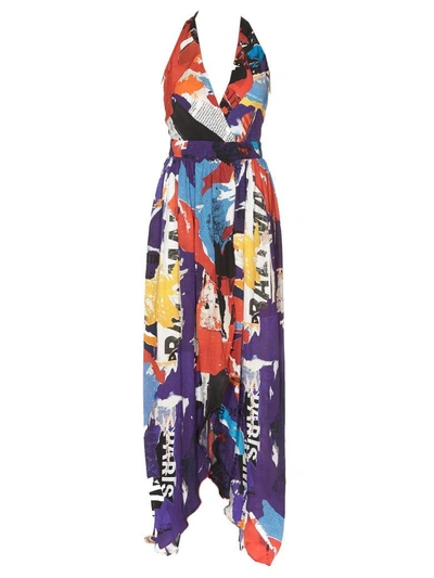 Shop Balmain V-neck Dress In Multicolor