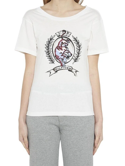Shop Tommy Hilfiger 'crest Grafic' T-shirt In White