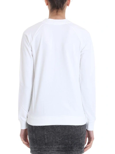 Shop Balmain Logo Print Sweatshirt In White