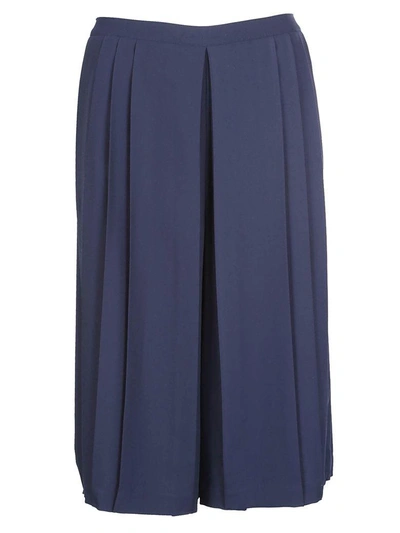 Shop Tory Burch Pleated Skirt In Tory Navy