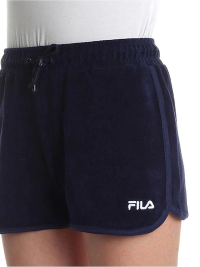 Shop Fila Cotton Blend Shorts In Blue