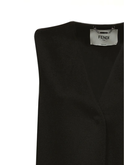 Shop Fendi Fur-patch Tailored Coat In Nero
