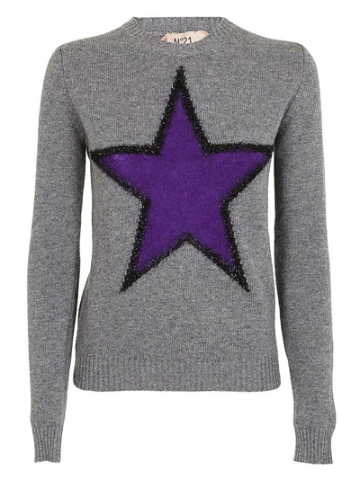 Shop N°21 Star Sweater In Grigio/viola