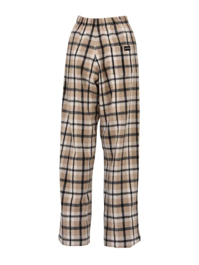 Shop Balenciaga Checkered Trouser In Off White/brown