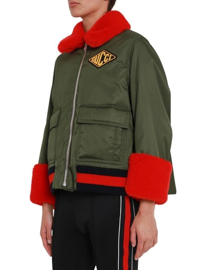 Shop Gucci Bomber Jacket With Detachable Inside Vest In Verde