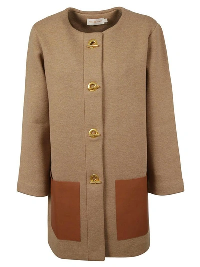 Shop Tory Burch Classic Leather Coat In Classic Camel