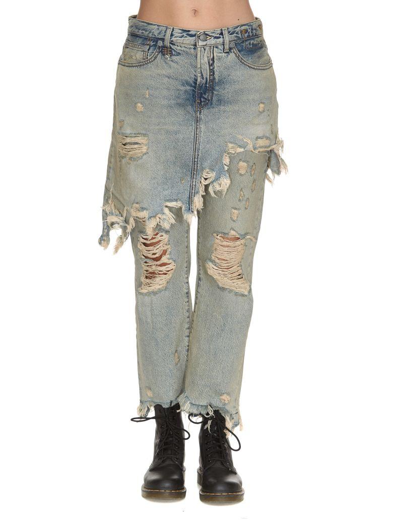 r13 double classic skirted jeans