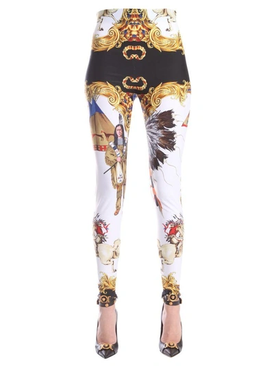 Shop Versace Leggings With Zip In Multicolor