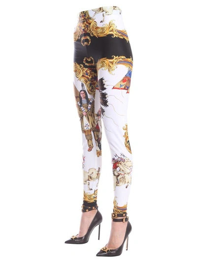 Shop Versace Leggings With Zip In Multicolor