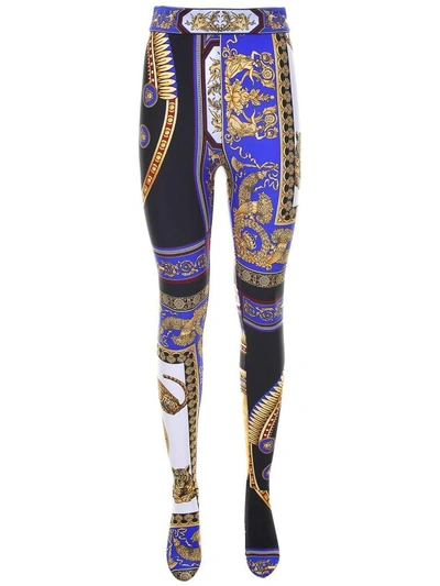 Shop Versace The Lovers-print High-rise Leggings In Nero